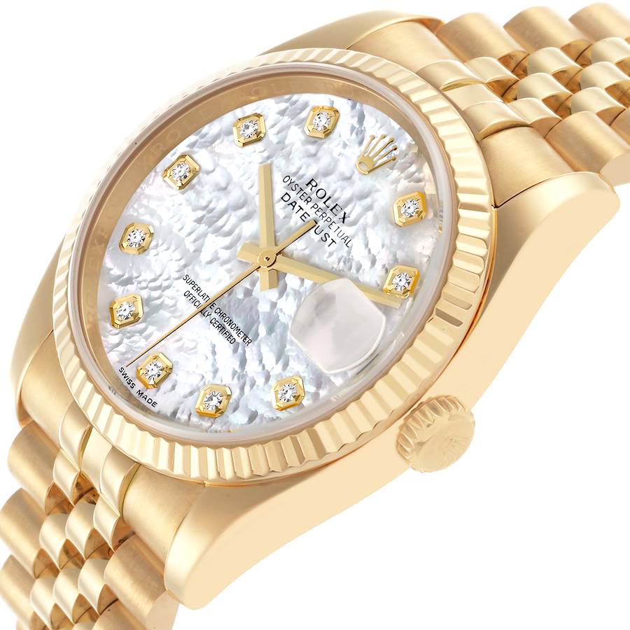 Rolex Datejust Yellow Gold Mother of Pearl Diamond Dial Mens Watch 116238