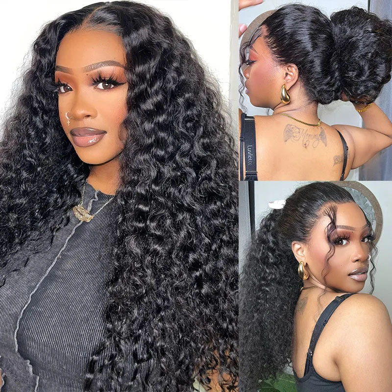 Megalook Bogo Free Deep Wave 360 Lace Front Wig And 5x5 Closure Wig Human Hair With Transparent Lace