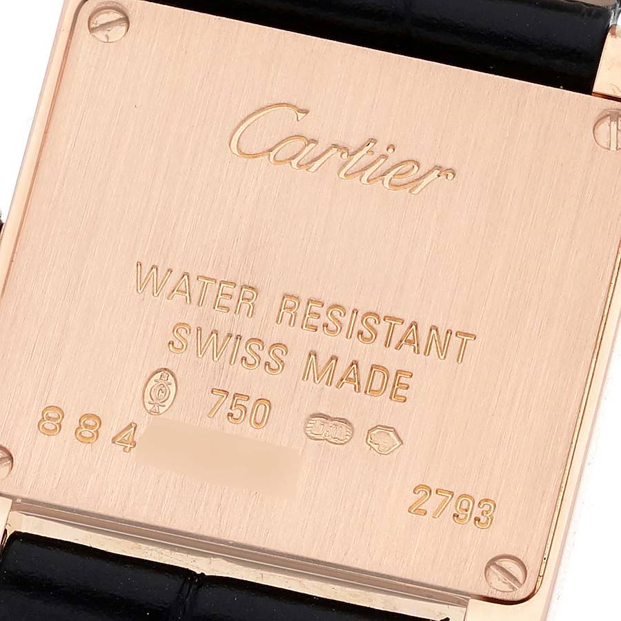 Cartier Tank Francaise Rose Gold Diamond Black Strap Ladies Watch WE104531