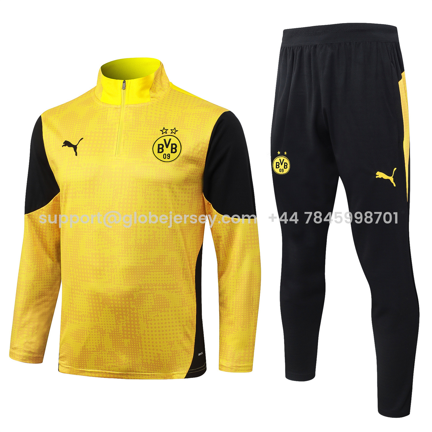 Dortmund 25-26 Jacket Training Tracksuit - Yellow top & Black Pants