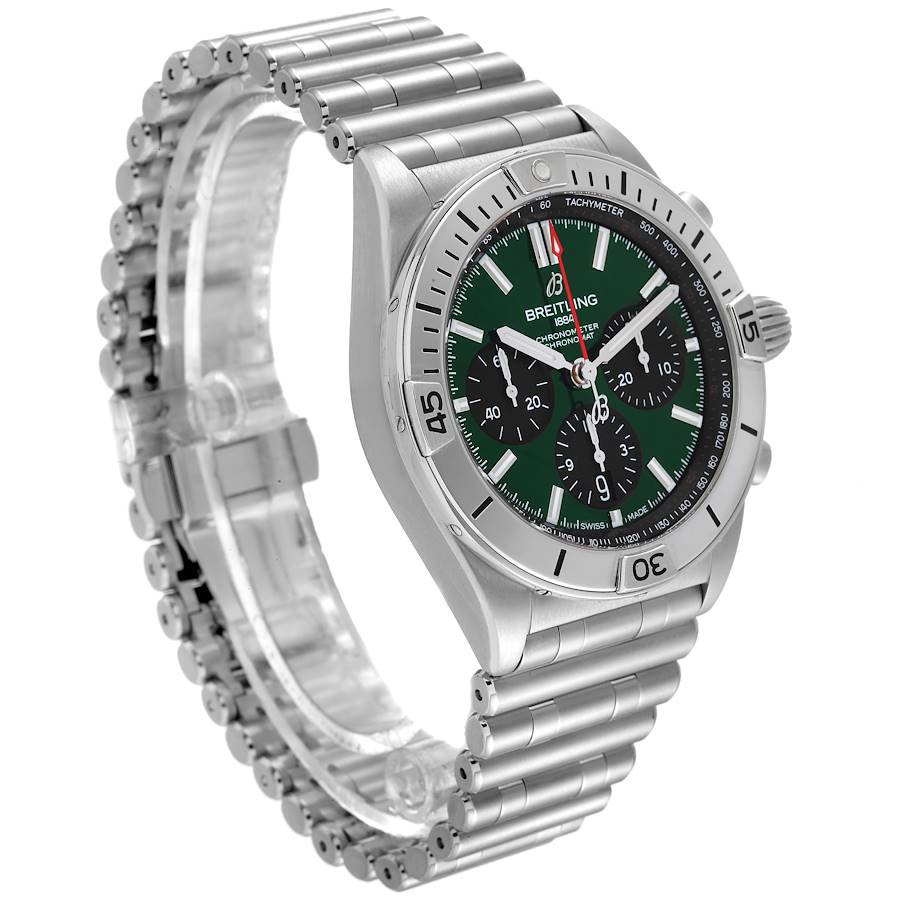 Breitling Chronomat B01 Green Dial Steel Mens Watch AB0134