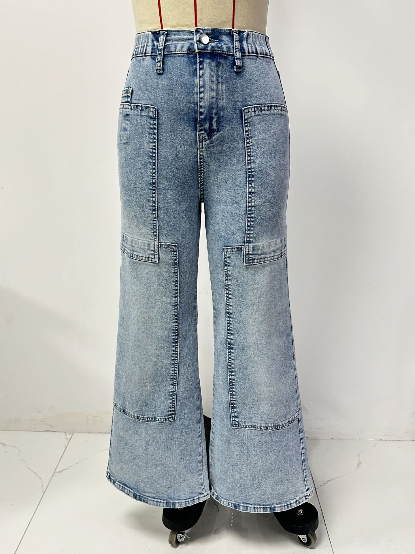Women washed denim wide-leg Pant