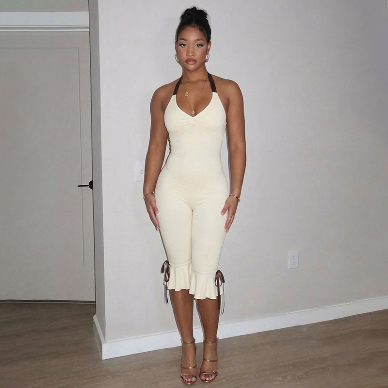 Women Spring Halter Neck Sexy Jumpsuit