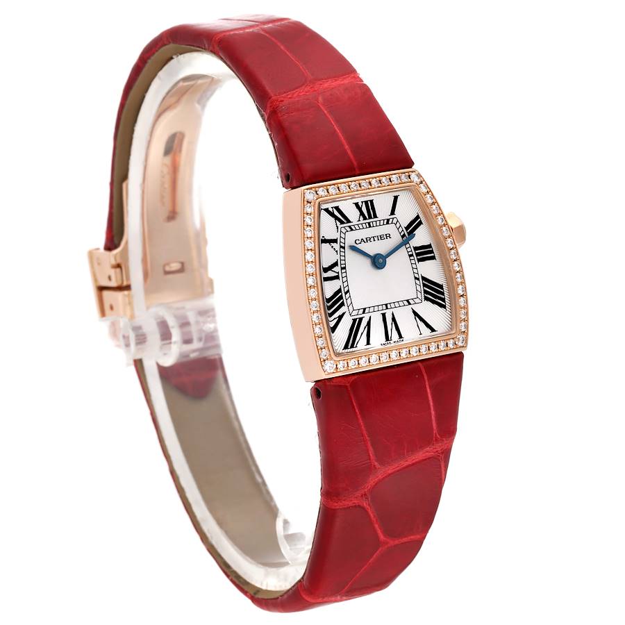 Cartier La Dona Rose Gold Diamond Red Strap Ladies Watch WE600651