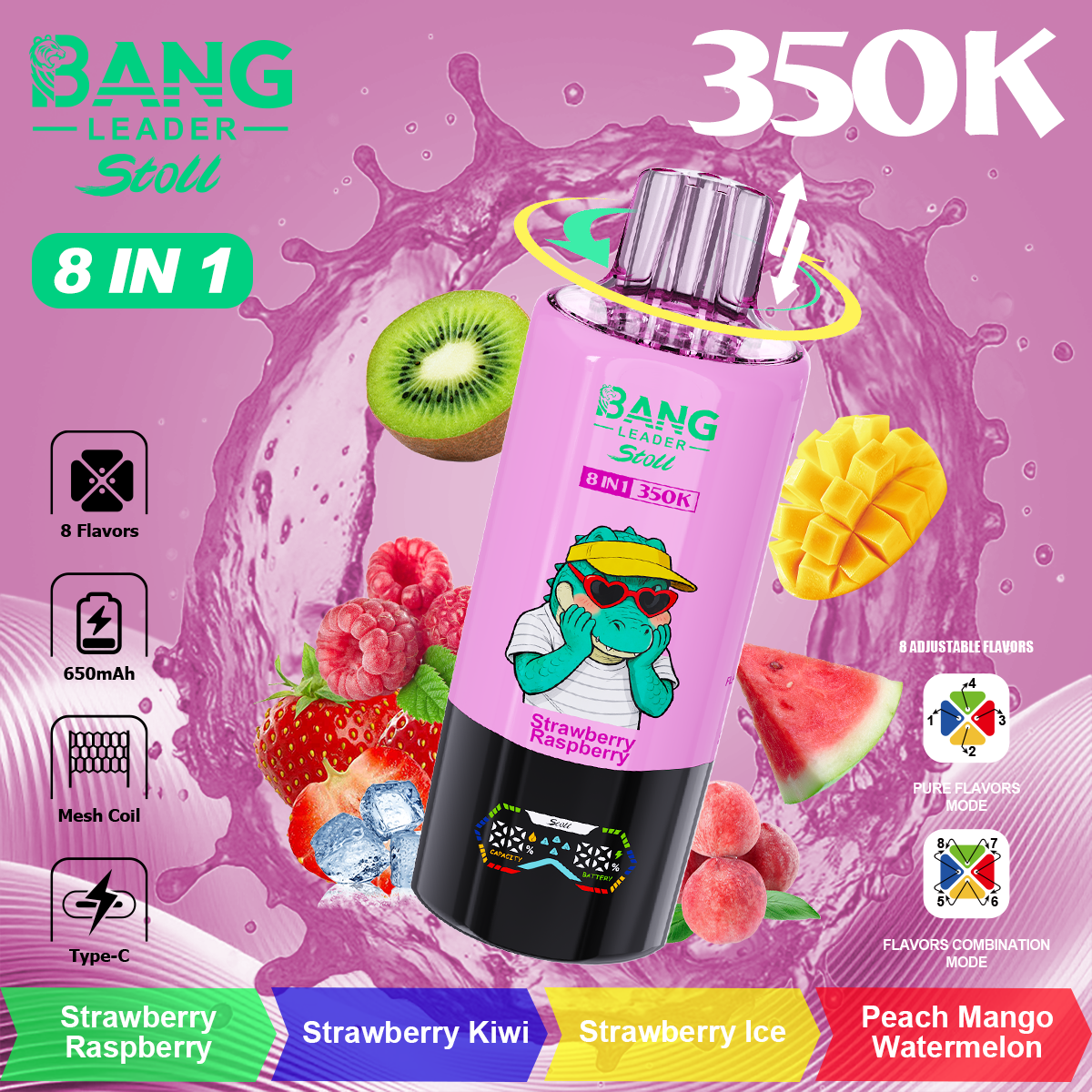 Bang Leader 350K Puffs 8-in-1 Prefilled Vape Device - 8 Flavours, Rechargeable, 3% / 5% Nicotine