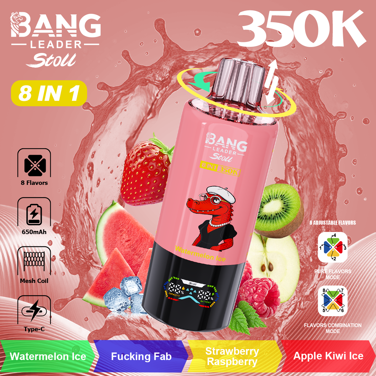 Bang Leader 350K Puffs 8-in-1 Prefilled Vape Device - 8 Flavours, Rechargeable, 3% / 5% Nicotine