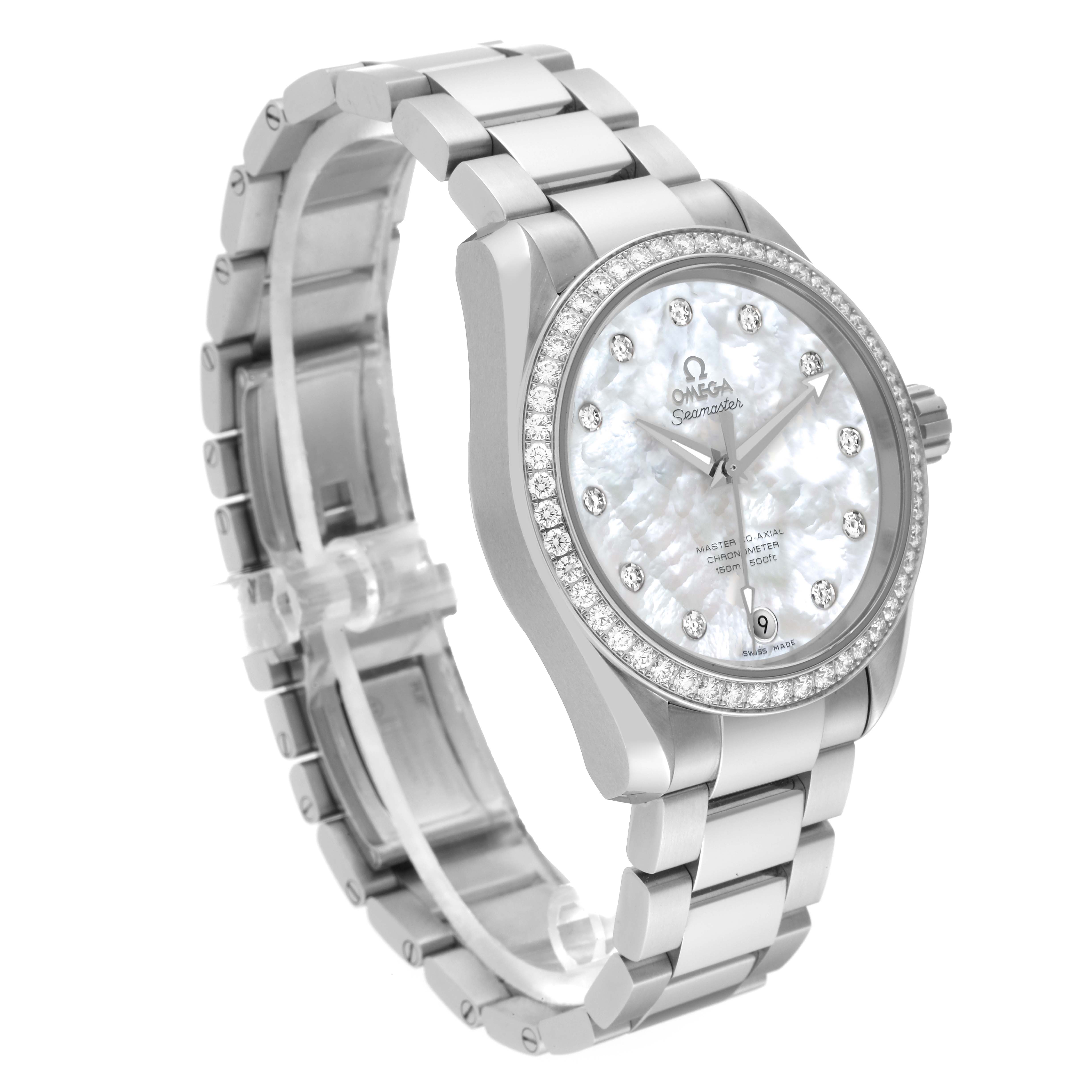 Omega Aqua Terra Mother of Pearl Diamond Steel Ladies Watch 38.0 MM 231.15.39.21.55.001