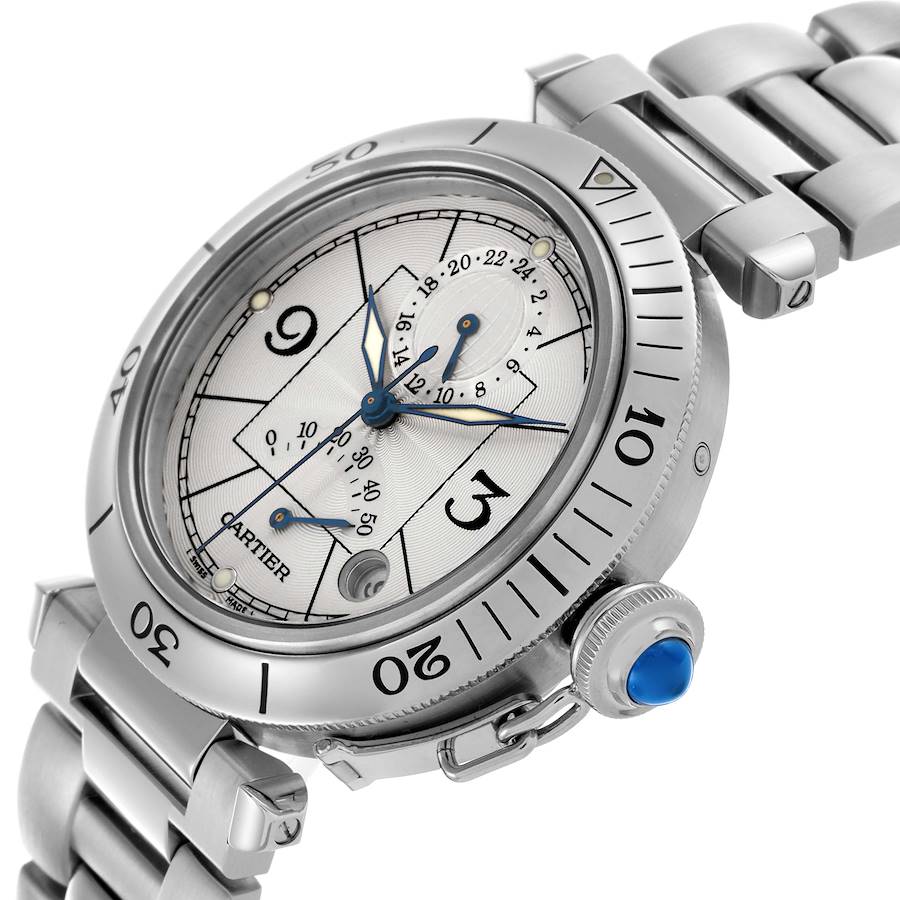 Cartier Pasha Power Reserve Silver Dial Steel Mens Watch W31037H3