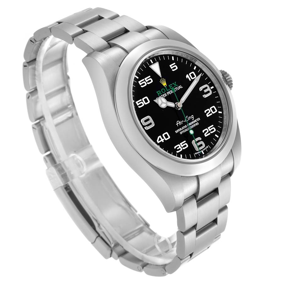 Rolex Oyster Perpetual Air King Green Hand Steel Mens Watch 116900