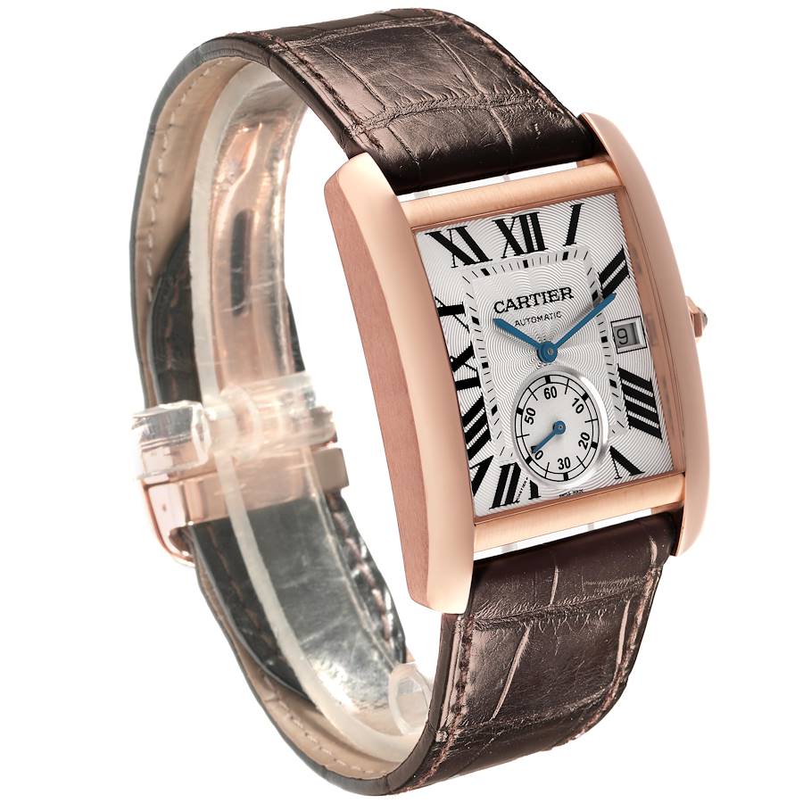Cartier Tank MC Rose Gold Silver Dial Mens Watch W5330001