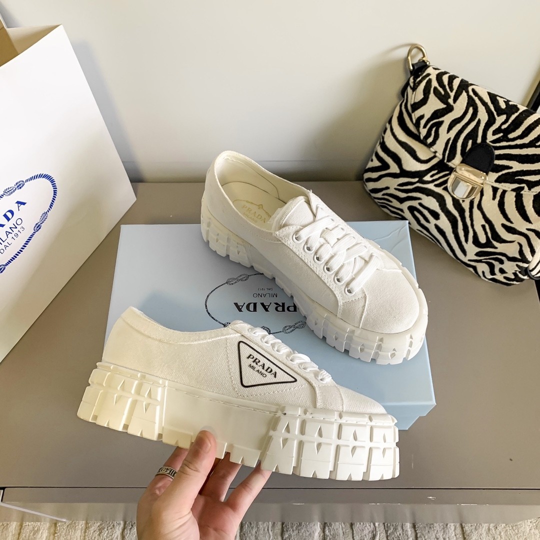 Prada Double Wheel Re Nylon Gabardine Sneaker White 1E260M 3Lfx F0009 F B050