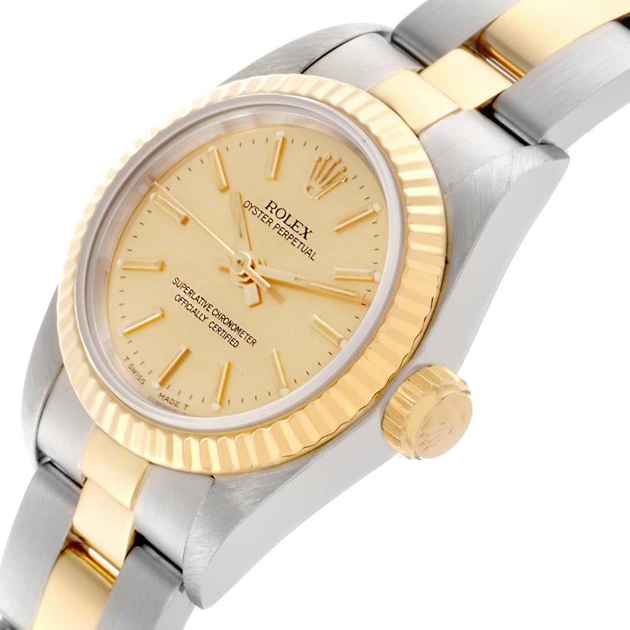 Rolex Oyster Perpetual Champagne Steel Yellow Gold Ladies Watch 67193