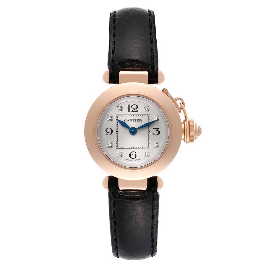Cartier Pasha 27 Rose Gold Silver Diamond Dial Ladies Watch WJ124028