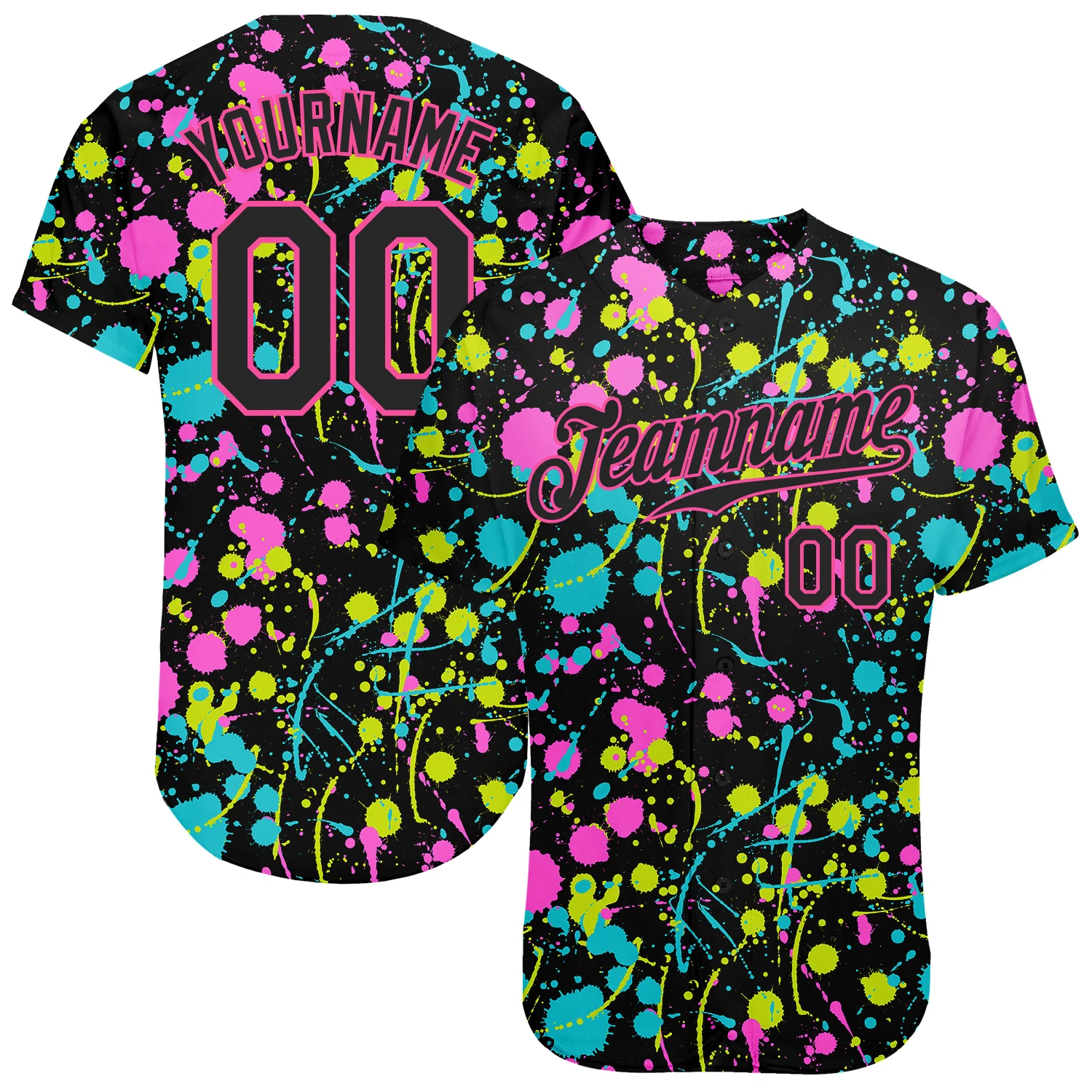 Custom Graffiti Pattern Red-Gold 3D Colorful Splattered Messy Art Ink Paintbrush Drawing Authentic Baseball Jersey