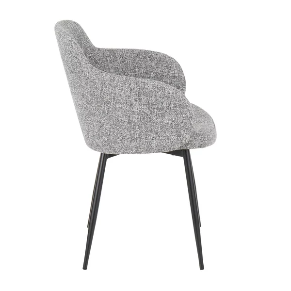 Modern Fabric Dining Chair Set with Black Metal Legs