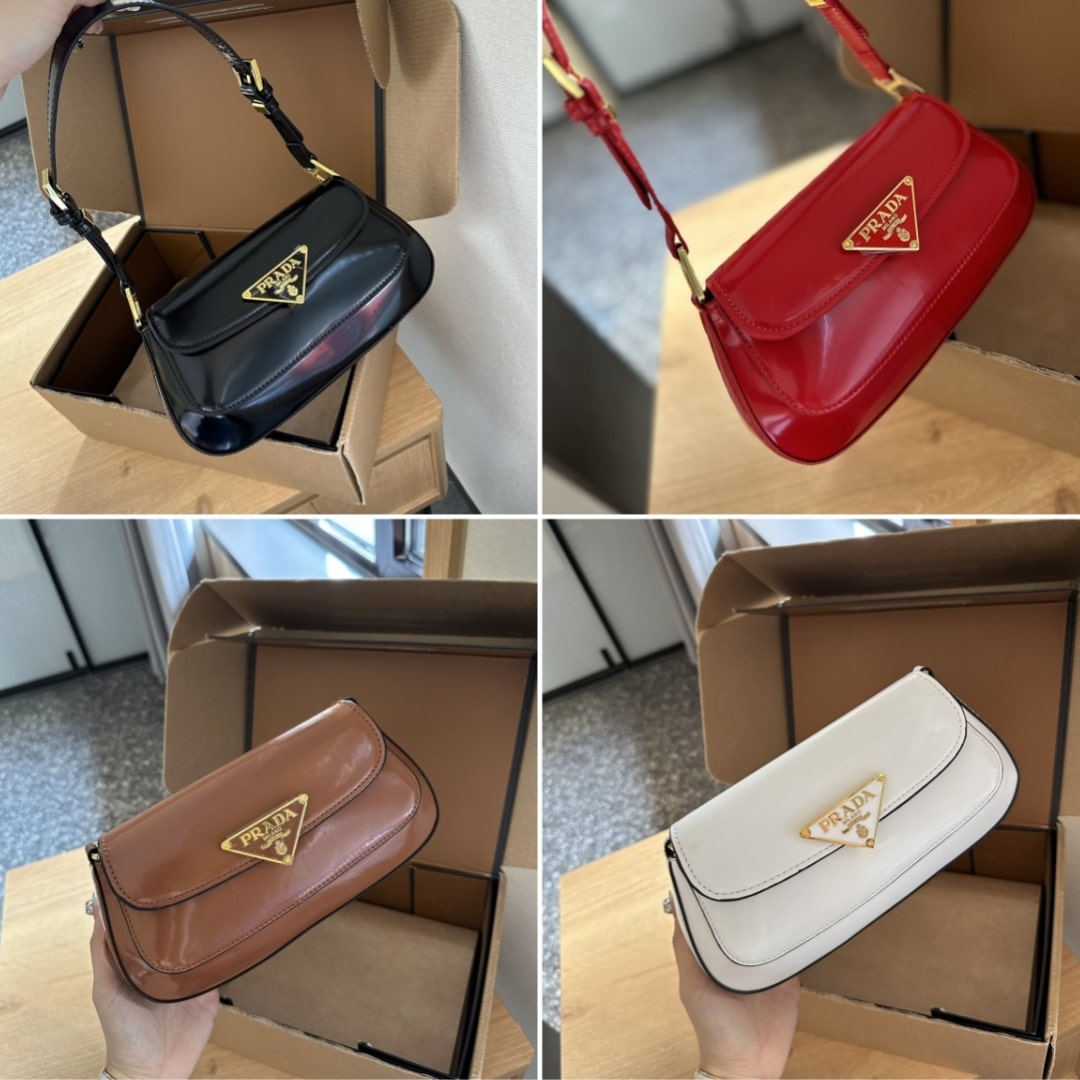 Prada Patent Leather Shoulder Bag In Cherry Black 25Cm 1Bd355 069 F03Kj V Hto