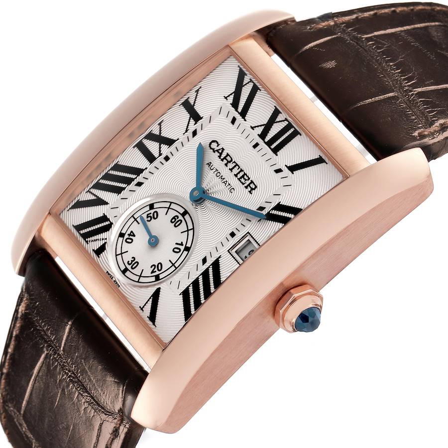Cartier Tank MC Rose Gold Silver Dial Mens Watch W5330001