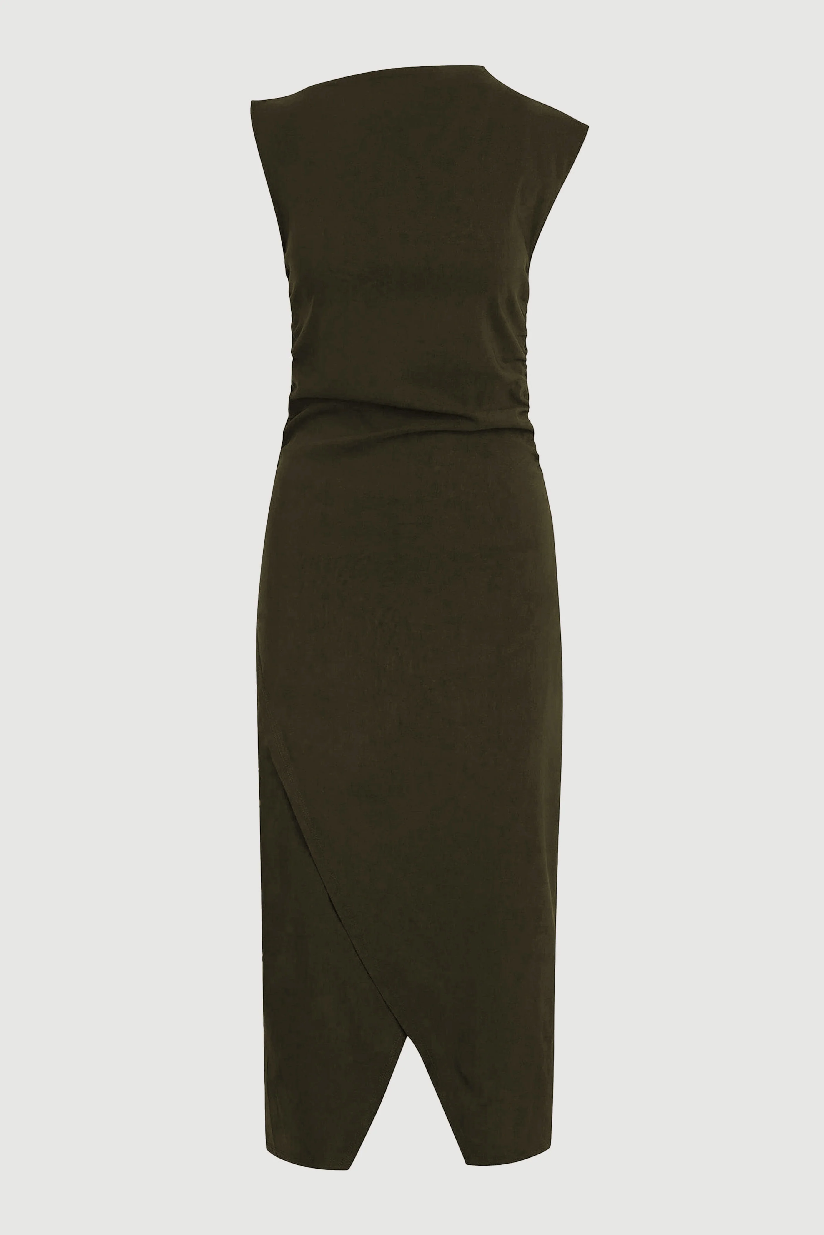 Manon Asymmetric-Neck Ruched Dress (Petite)