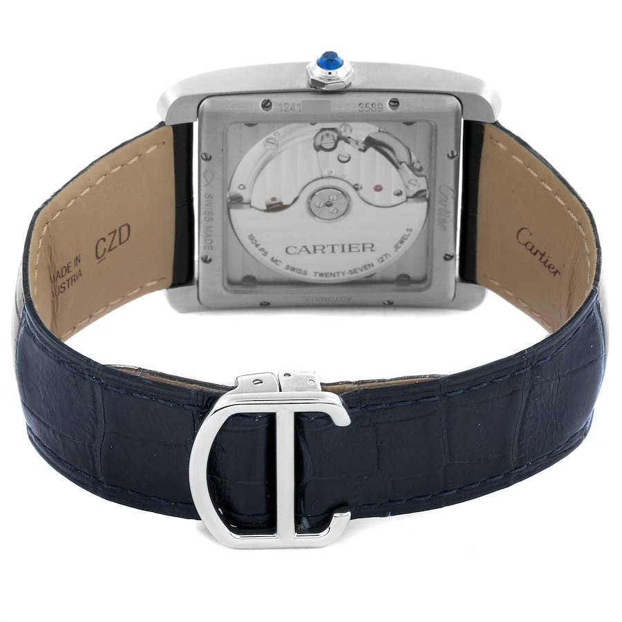 Cartier Tank MC Blue Dial Automatic Steel Mens Watch WSTA0010 Card