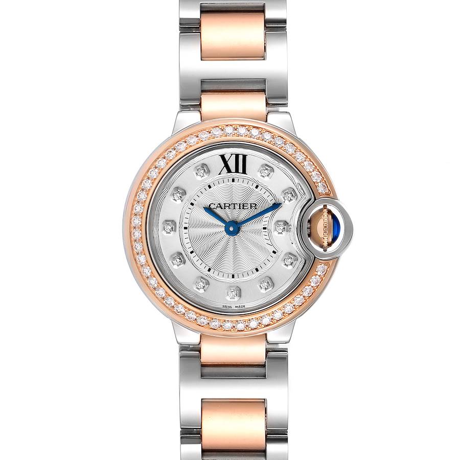 Cartier Ballon Bleu Steel Rose Gold Diamond Ladies Watch W3BB0009