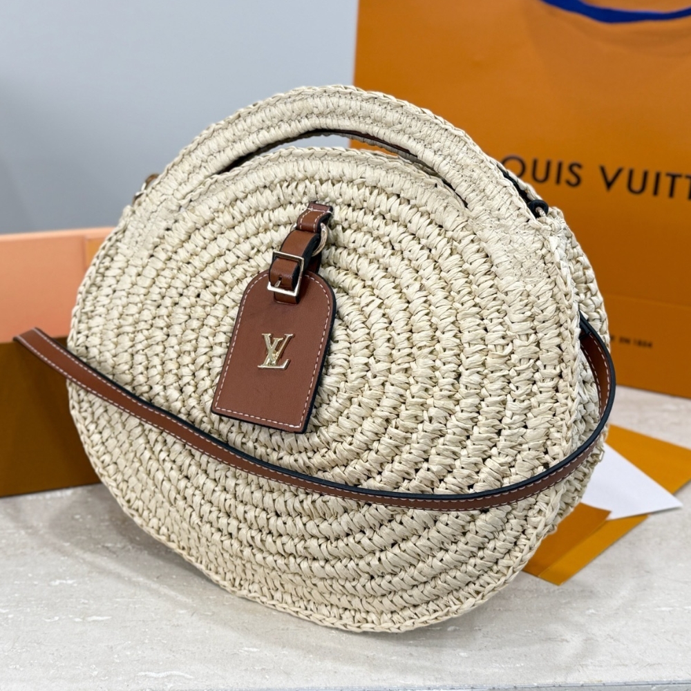 Louis Vuitton Around Me Shoulder Bag Raffia White 28Cm M25243