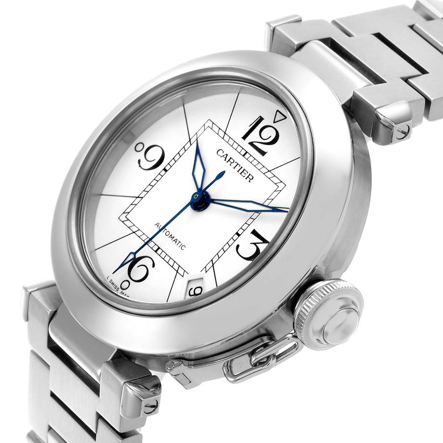 Cartier Pasha C Midsize White Dial Automatic Steel Mens Watch W31074M7