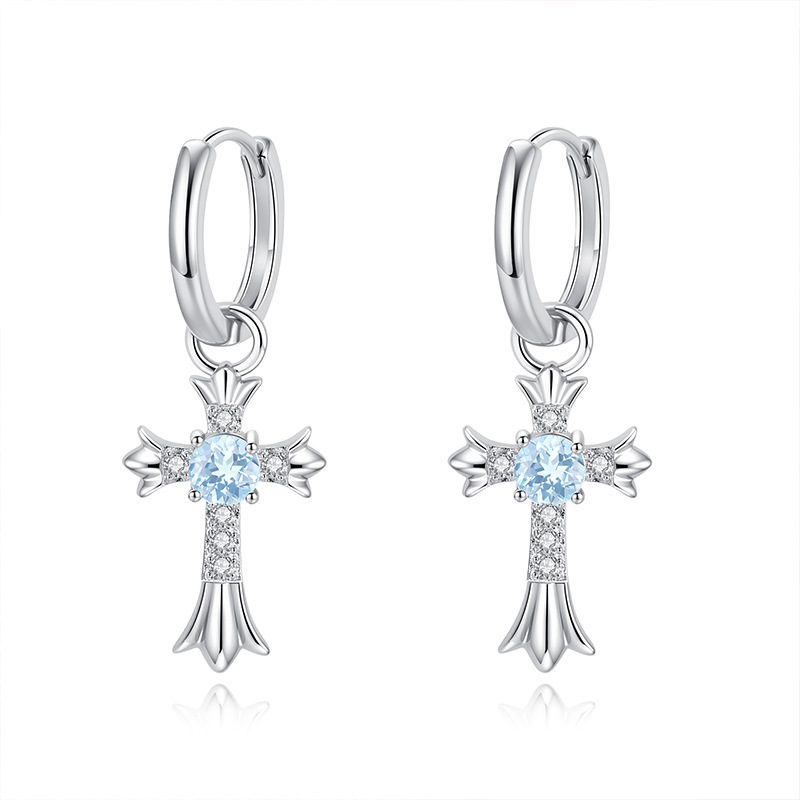 GemVibra Talismanic Cross Earrings | Protective Crystal Huggie Hoops