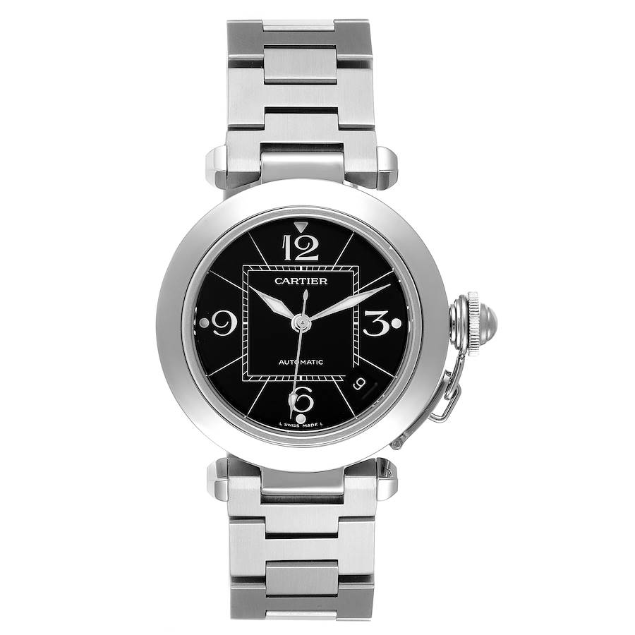 Cartier Pasha C Medium Black Dial Steel Ladies Watch W31076M7