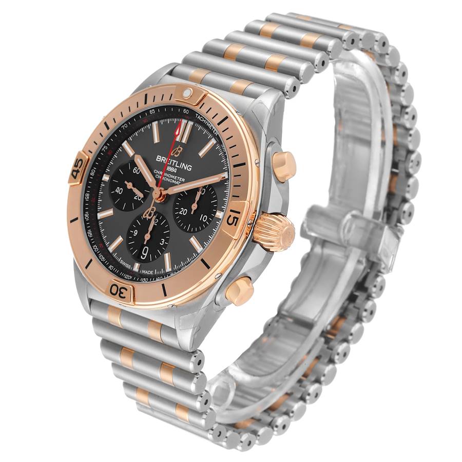 Breitling Chronomat B01 Steel Rose Gold Grey Dial Mens Watch UB0134