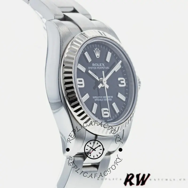 Rolex Oyster Perpetual 176234 Fluted Bezel Black Arabic Dial 26MM Lady Replica Watch