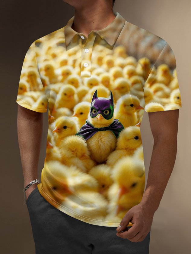 Moisture Wicking Chicken Bat Funny Golf Polo