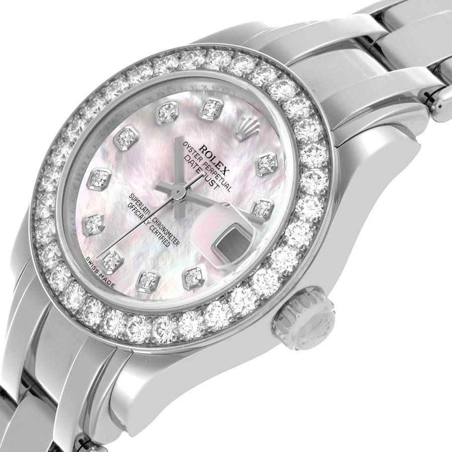Rolex Pearlmaster Masterpiece White Gold Mother Of Pearl Diamond Ladies Watch 80299 Card