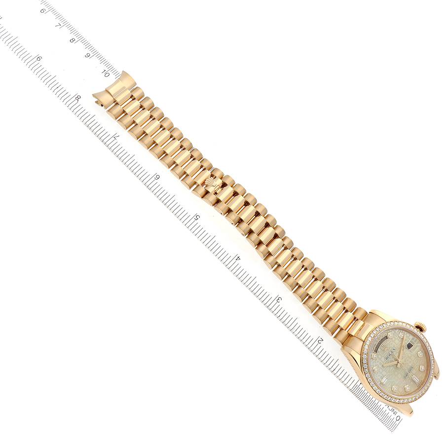 Rolex President Day Date Yellow Gold Mother Of Pearl Diamond Mens Watch 118348