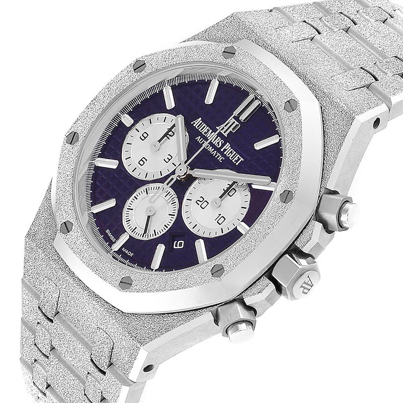 Audemars Piguet Royal Oak Purple Dial White Frosted Gold Watch 26331BC