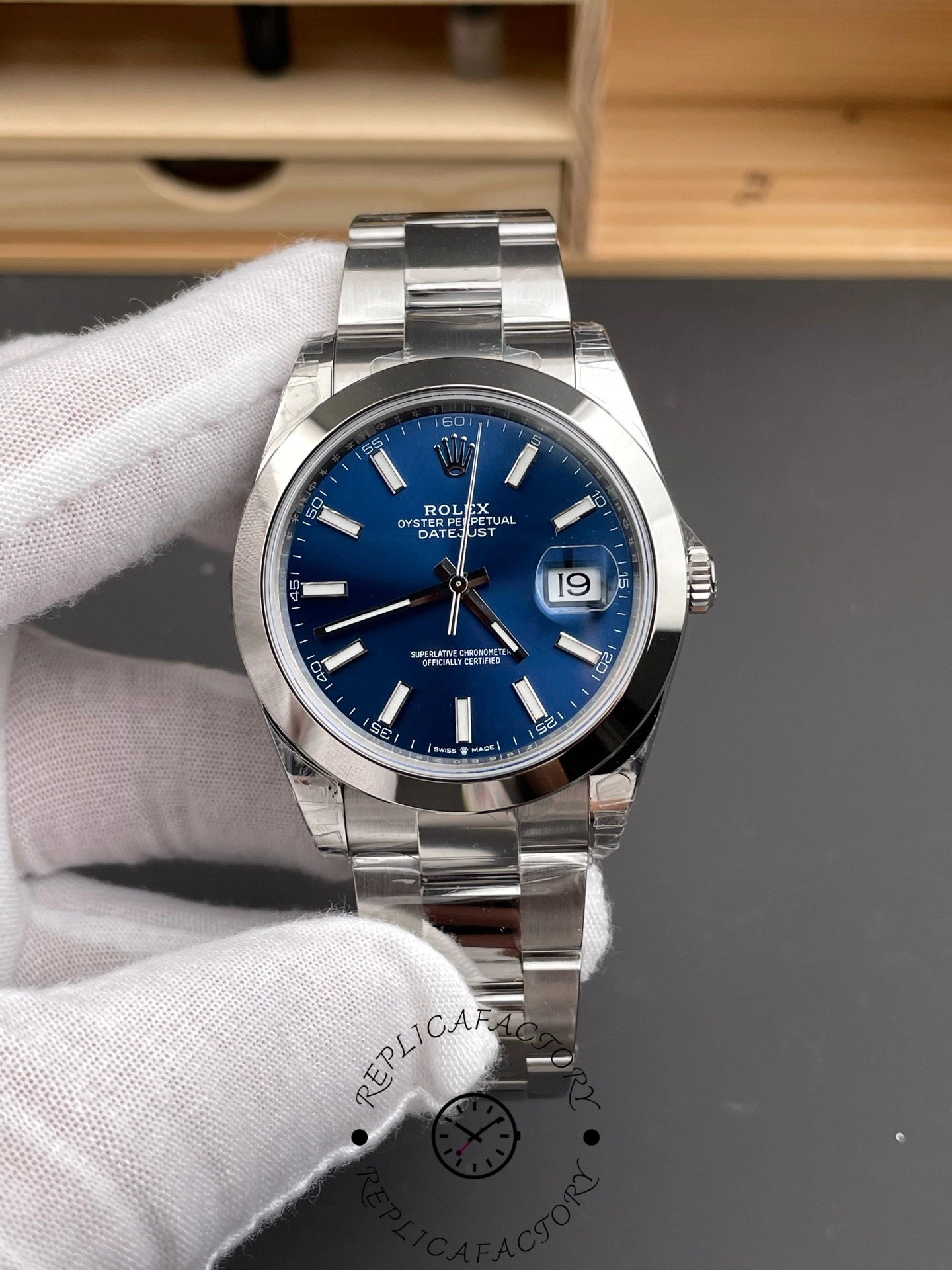 Rolex Datejust 41mm 126300-0001 Blue Dial Stainless Steel Oyster Bracelet Men's Replica Watch