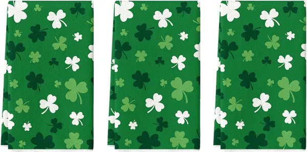 Green Clover Shamrock St. Patrick's Day Kitchen Towels