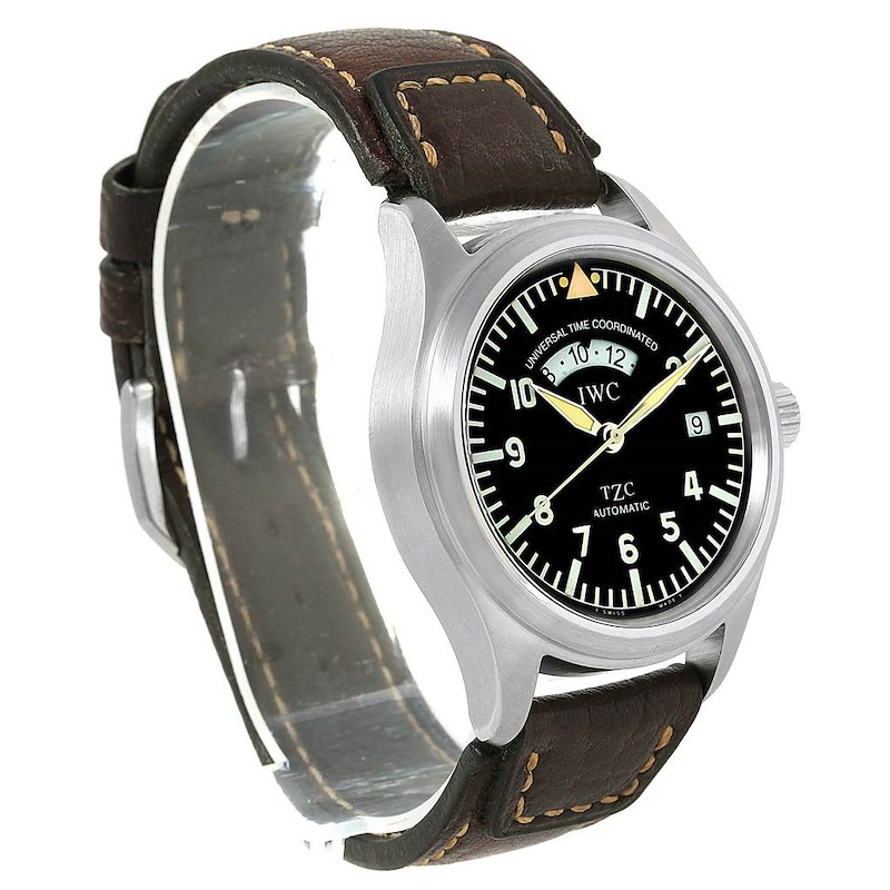 IWC TZC UTC Pilot's Black Dial Automatic Steel Mens Watch IW3251