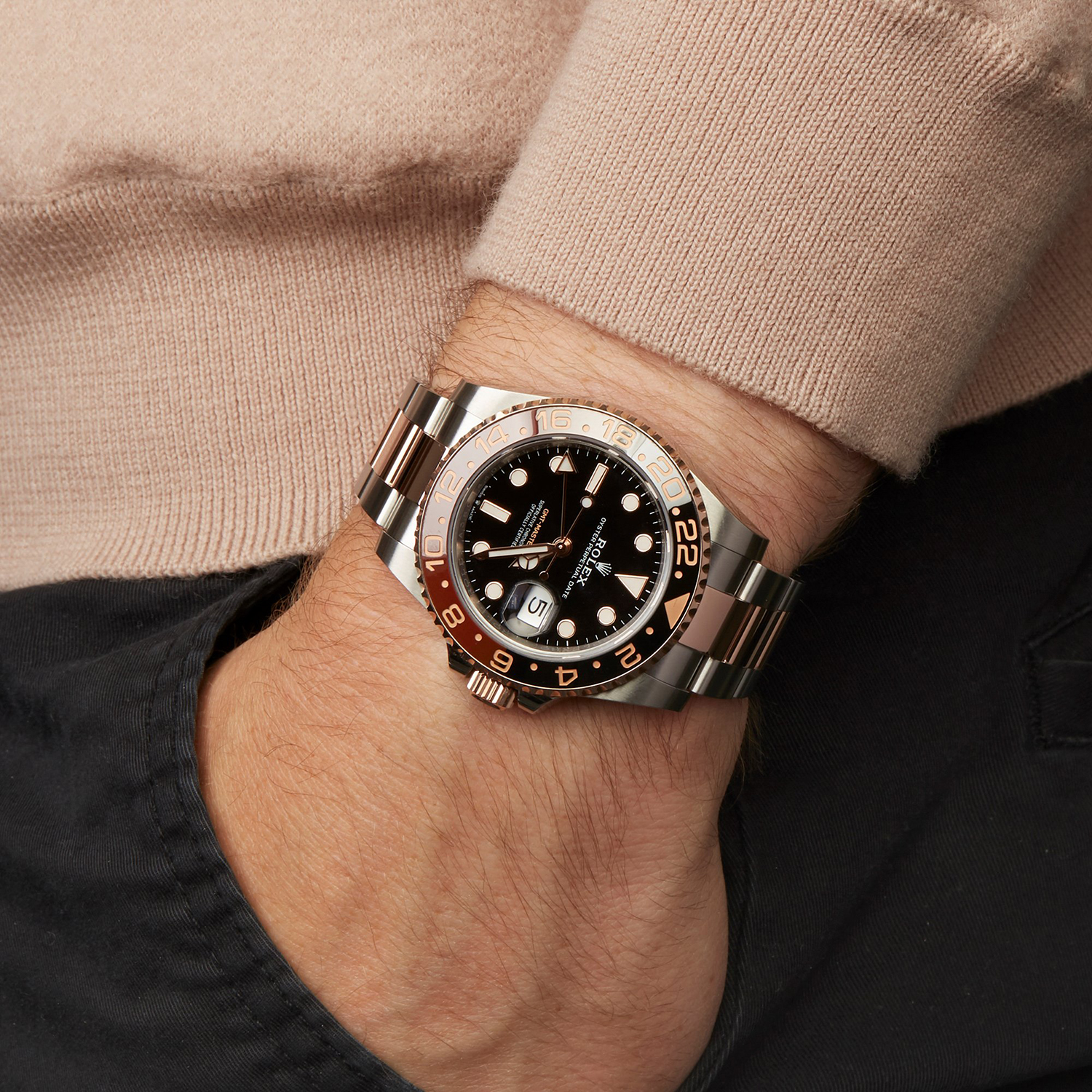 Rolex GMT-Master II Root Beer Two Tone Black Dial Ref 126711chnr-0002
