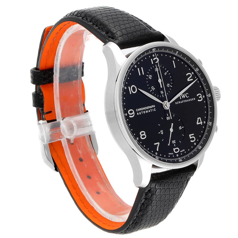 IWC Portuguese Chrono Black Dial Automatic Steel Mens Watch IW371438