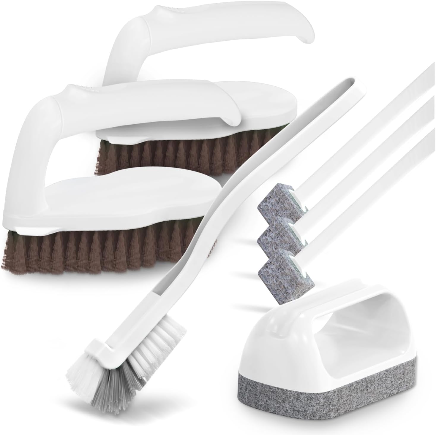 7 Pack Deep Cleaning Brush Set, Scrub Pads with Scraper Tip for Pool Walls, Bathroom, Grout, Floor, Bike, Tub, Shower, Kitchen Surface (Green)