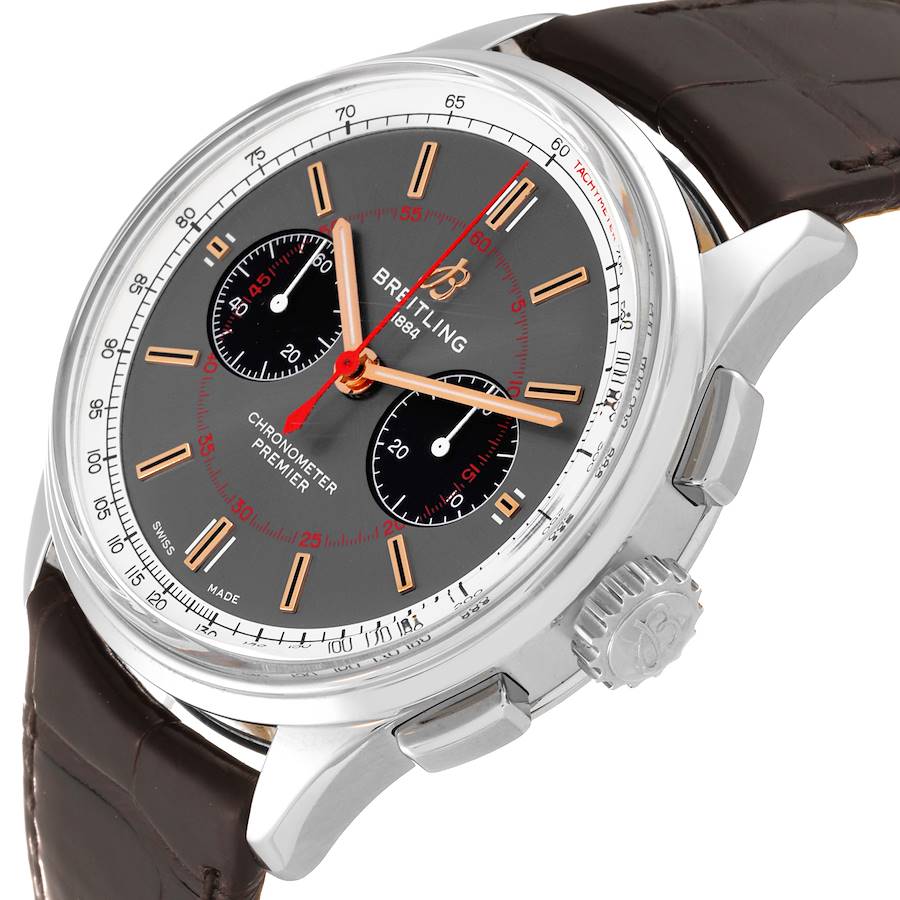 Breitling Premier B01 Chronograph Grey Dial Steel Mens Watch AB0118