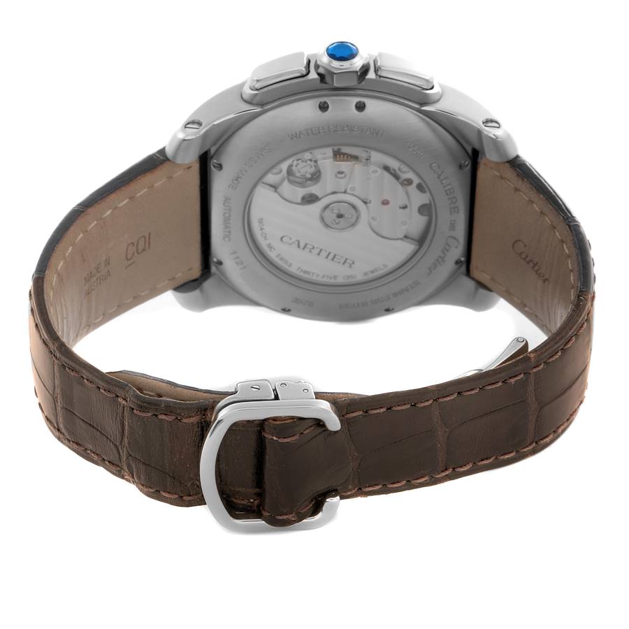 Cartier Calibre Chronograph Steel Rose Gold Mens Watch W7100043