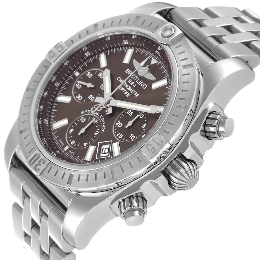 Breitling Chronomat 44 Airbourne Brown Dial Steel Mens Watch AB0115