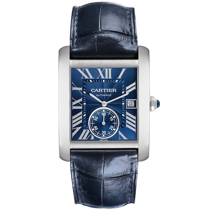 Cartier Tank MC Blue Dial Automatic Steel Mens Watch WSTA0010 Card