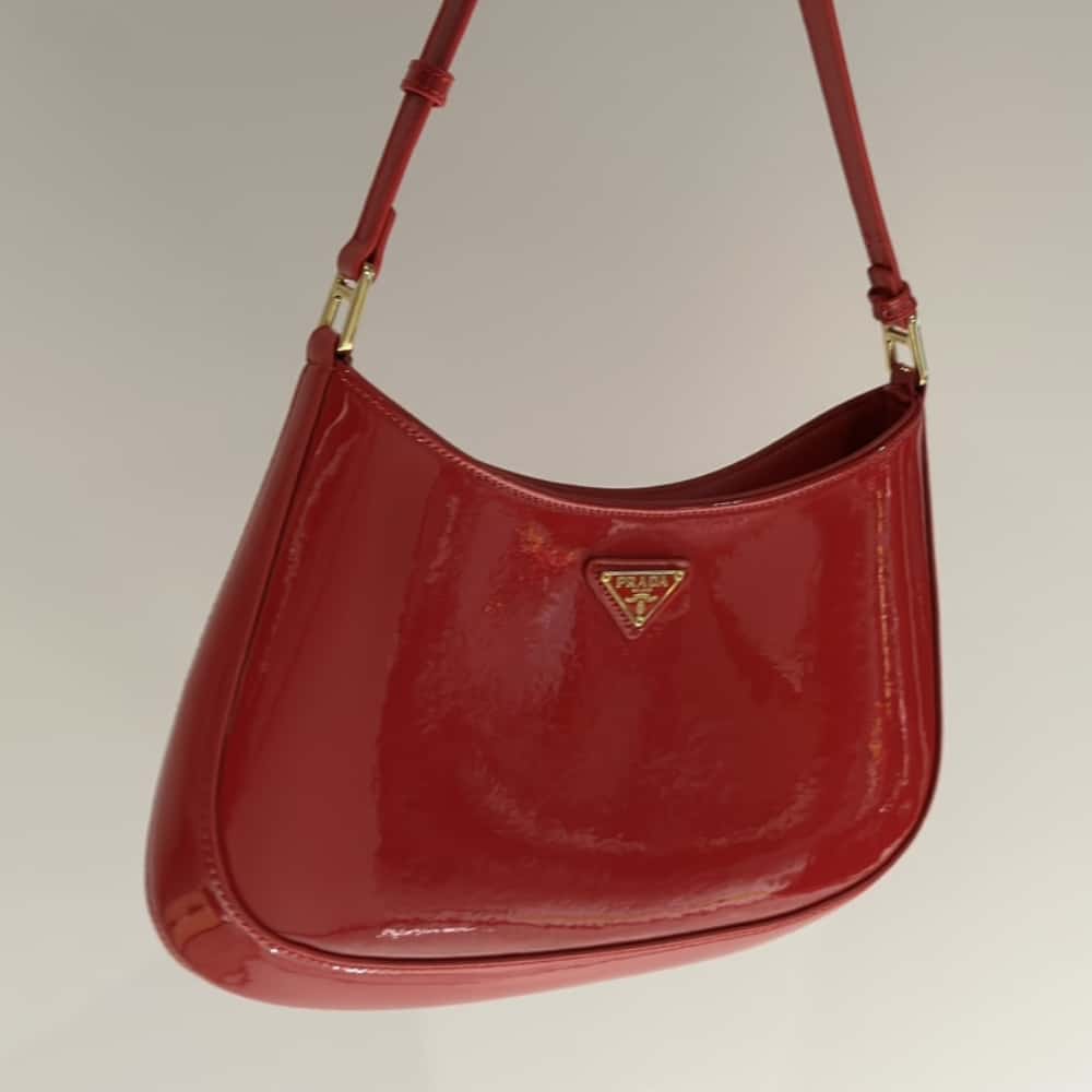 Prada Cleo Patent Leather Bag Cherry Red 27cm 1bc169 069 F0e06 V Hoo
