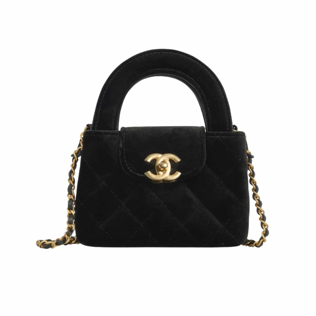 Chanel Velvet Nano Kelly Re Edition Black 13Cm