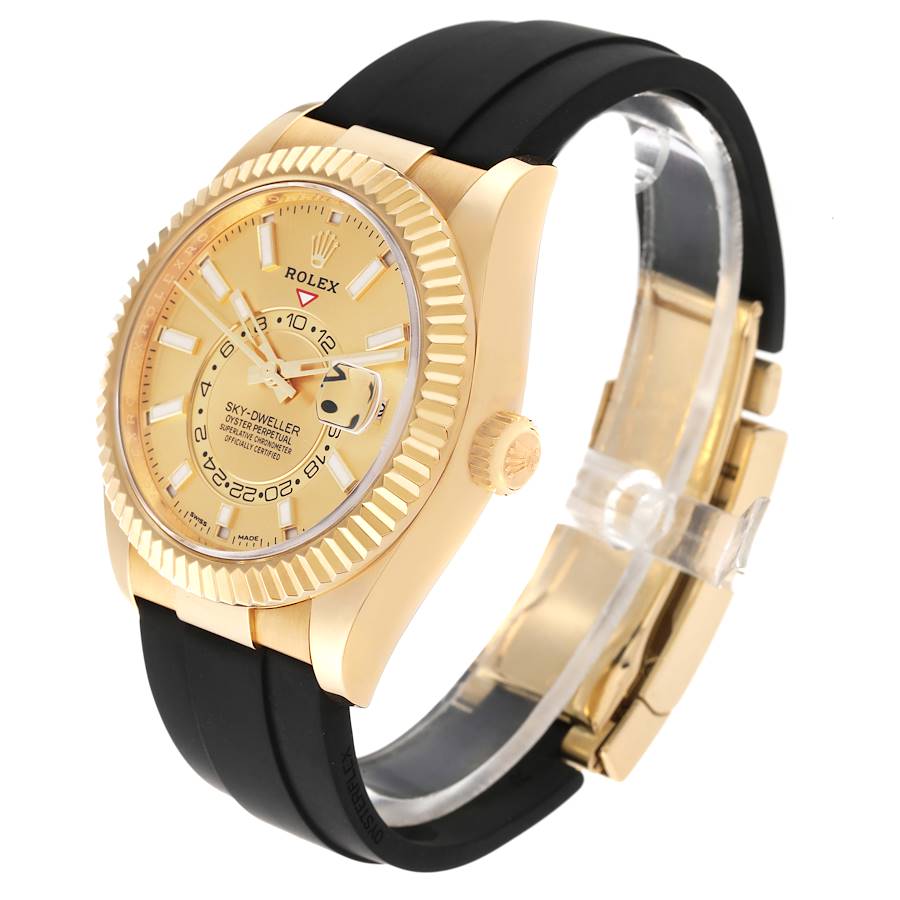 Rolex Sky-Dweller Yellow Gold Champagne Dial Oysterflex Mens Watch 326238