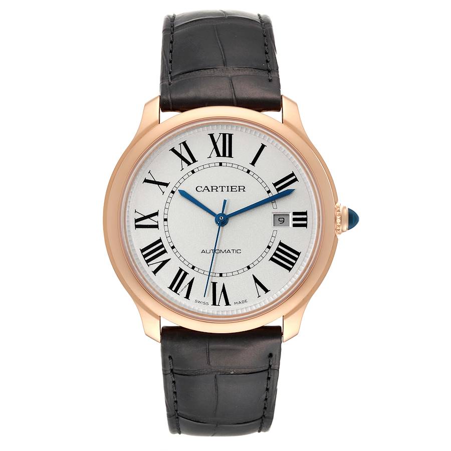 Cartier Ronde Louis Rose Gold Silver Dial Automatic Mens Watch WGRN0011