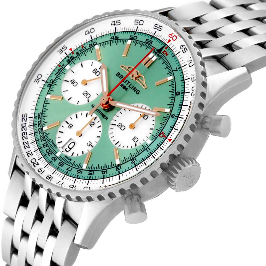 Breitling Navitimer B01 41 Green Dial Steel Mens Watch AB0139