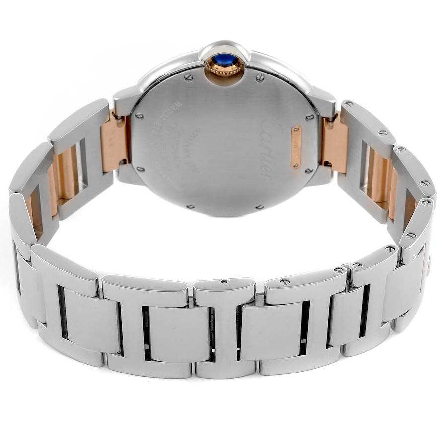 Cartier Ballon Bleu 36mm Steel Rose Gold Diamond Mens Watch W3BB0013